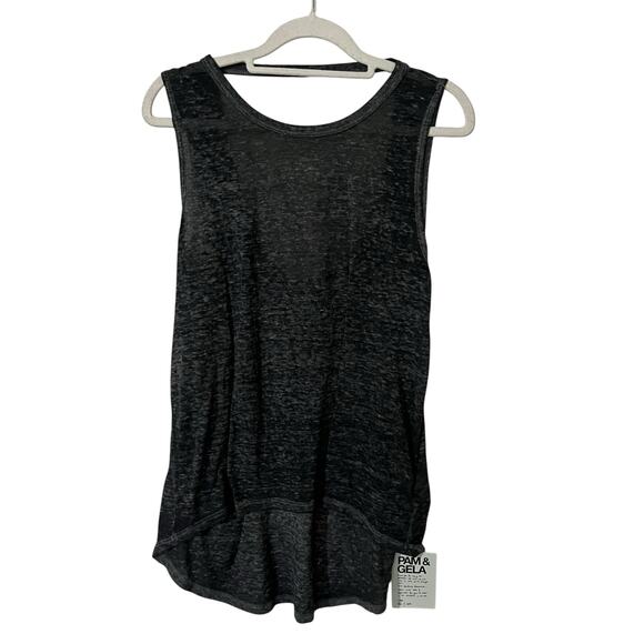 Pam & Gela Women’s Tank Top Size P Gray Hi-Lo USA Made Casual Athleisure NWT - Picture 1 of 10